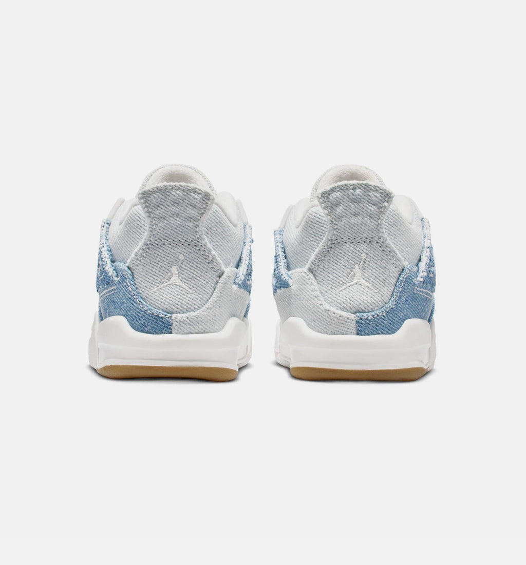 Air Jordan 4 Retro Worn Blue Infant Sneakers - Sail/Worn Blue/Metallic Gold
