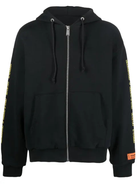 Heron Preston zip-up logo-print hoodie