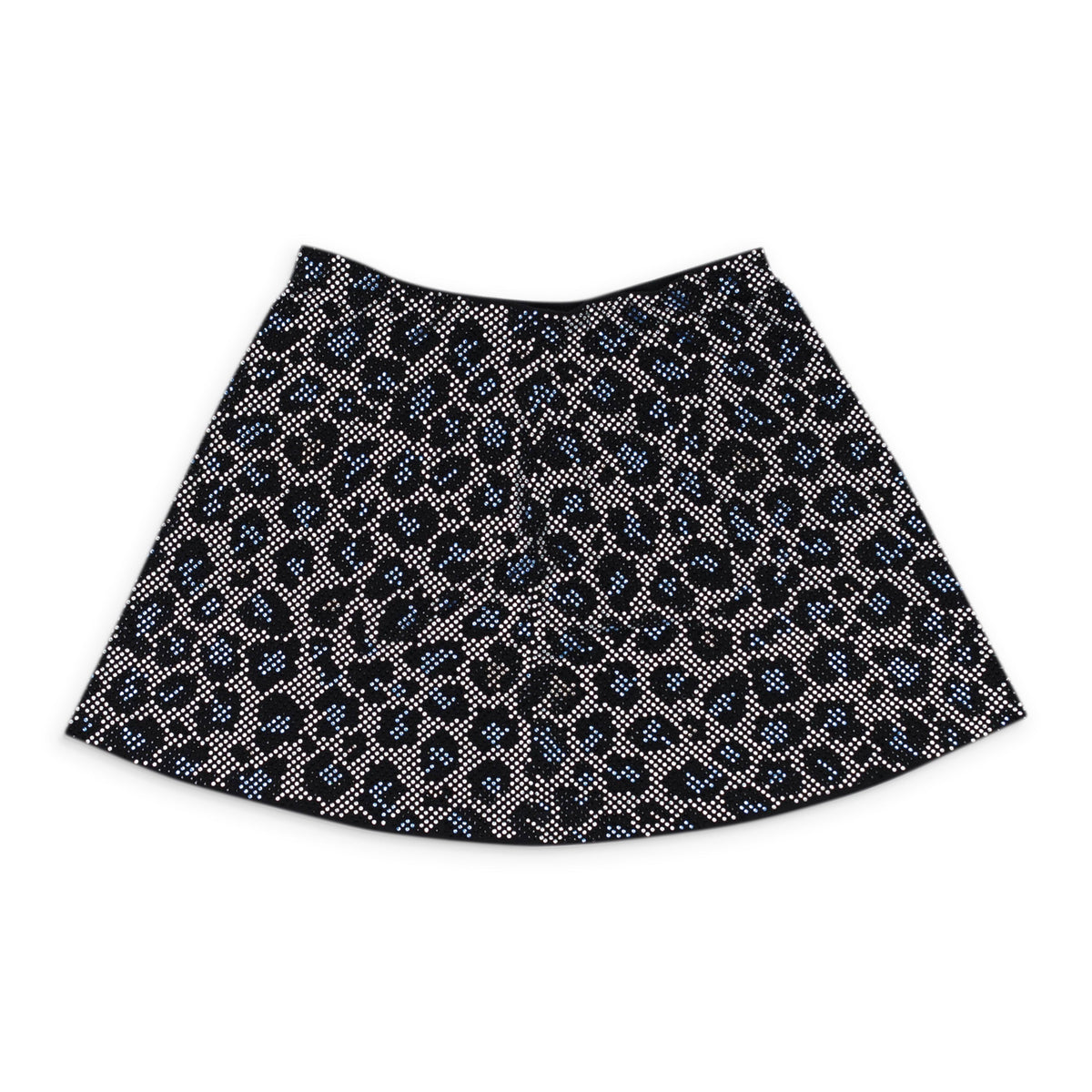 ADAM SELMAN CRYSTAL RHINESTONE LEOPARD BLUE MINI SKIRT