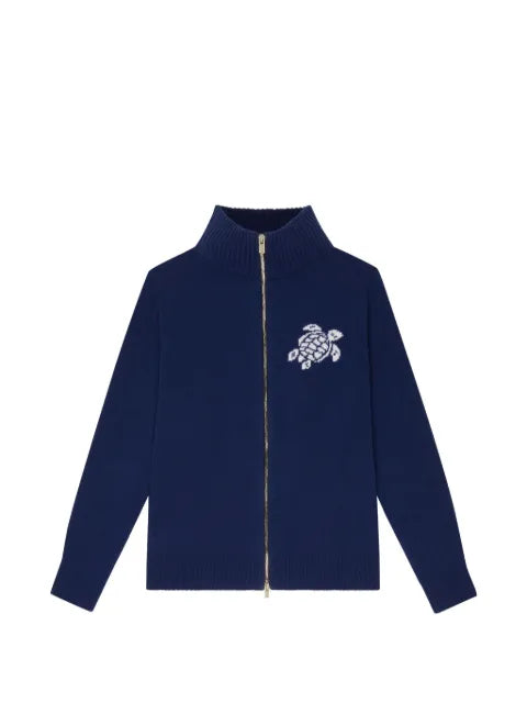 Vilebrequin logo-jacquard zip-up cardigan
