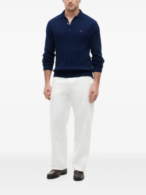 Tommy Hilfiger cable-knit polo-collar sweater