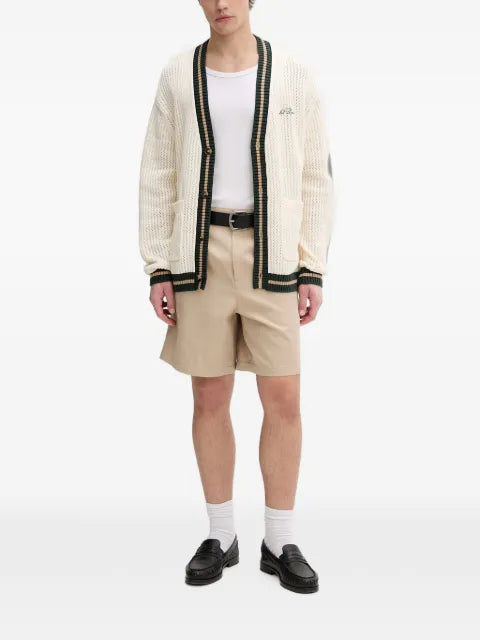 Les Deux logo-embroidered striped-trim cardigan