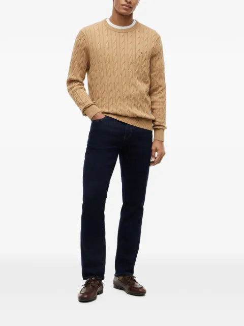 Tommy Hilfiger cable-knit embroidered-logo sweater