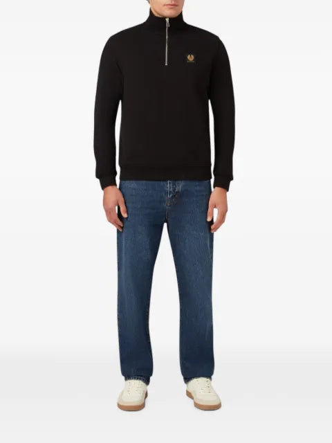 Belstaff quarter-zip logo-patch sweater