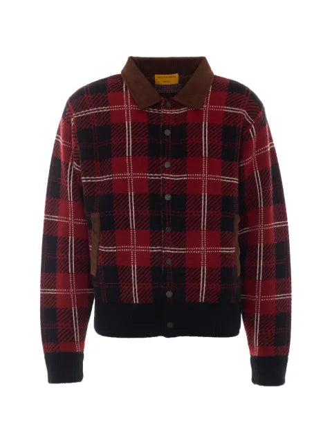 Guest In Residence check-motif velvet-collar jacket