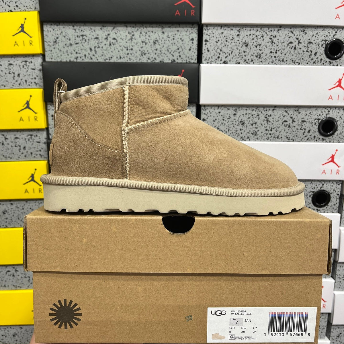 UGG Classic Ultra Mini Platform Women's Boot – Suede Ankle Boot with Cream Shearling Lining, Tonal Pull Loop & Chunky Platform Sole in Sand