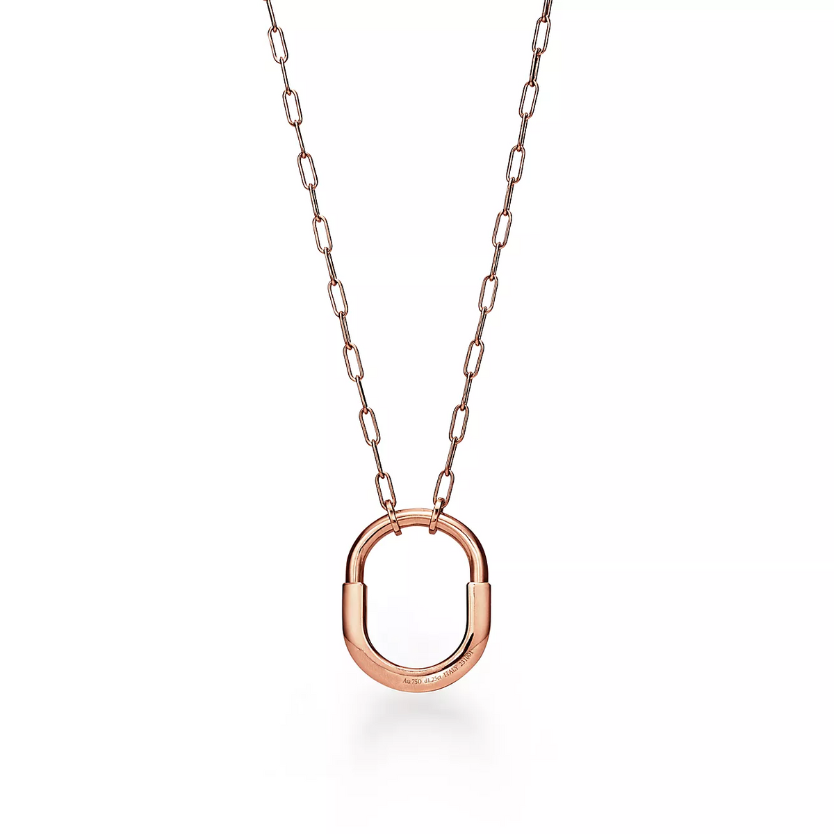 TIFFANY LOCK NECKLACE MEDIUM PENDANT PINK GOLD PAVED DIAMONDS