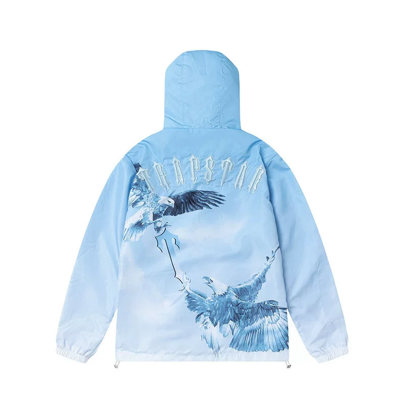 Trapstar Eagle Print Sky Blue Hooded Windbreaker