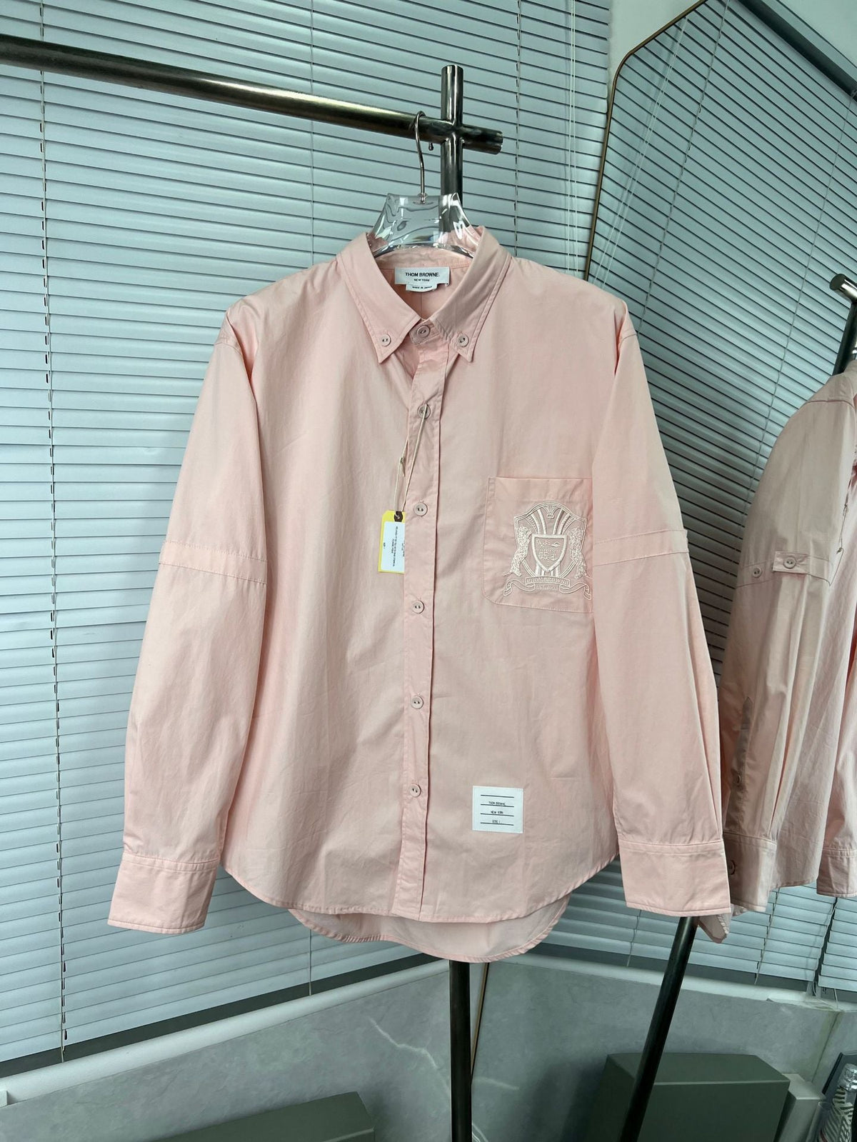 Pocket Crest Embroidered Oversized Poplin Shirt - Long Sleeve | Thom Browne