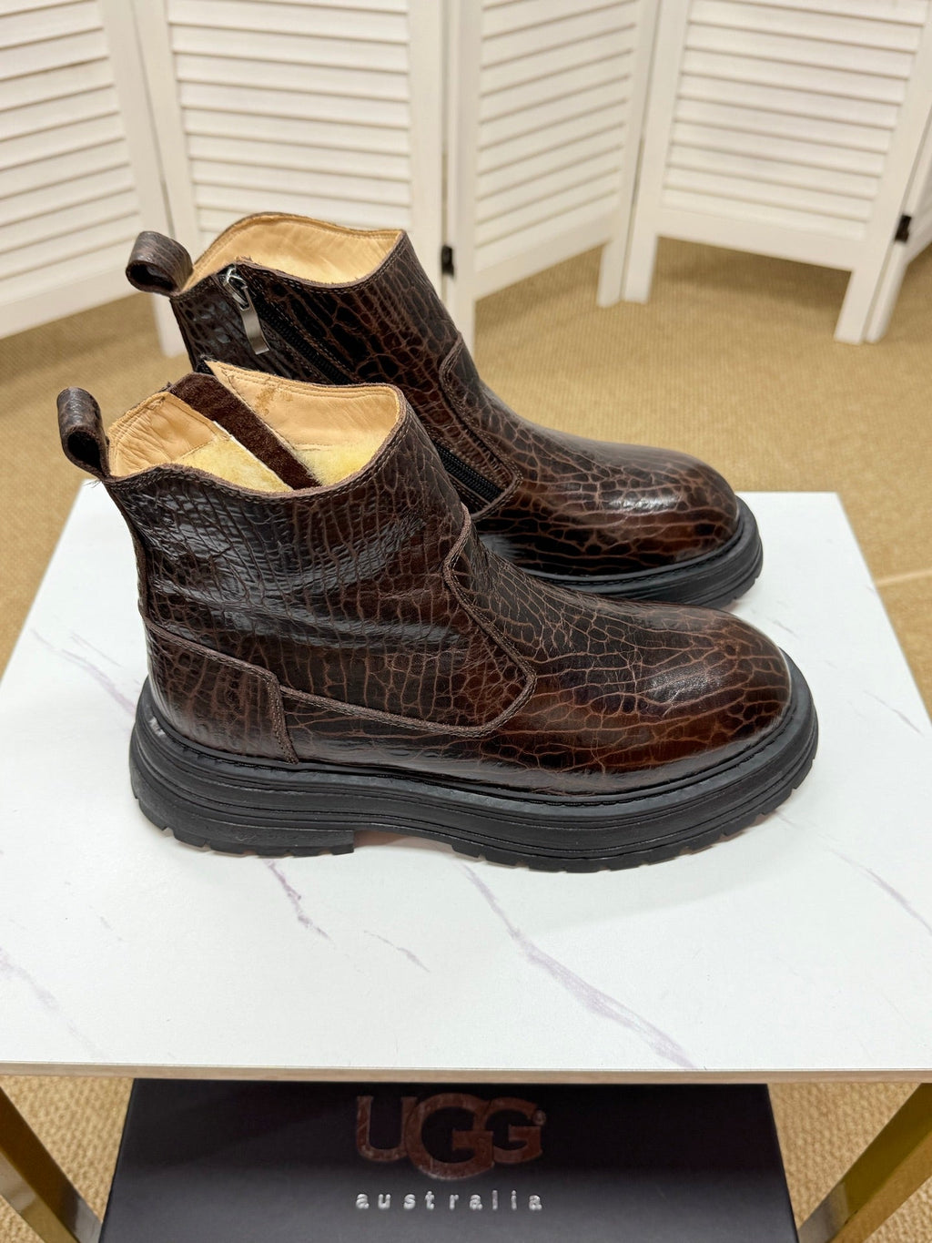 UGG Dark Brown Leather Chelsea Boots