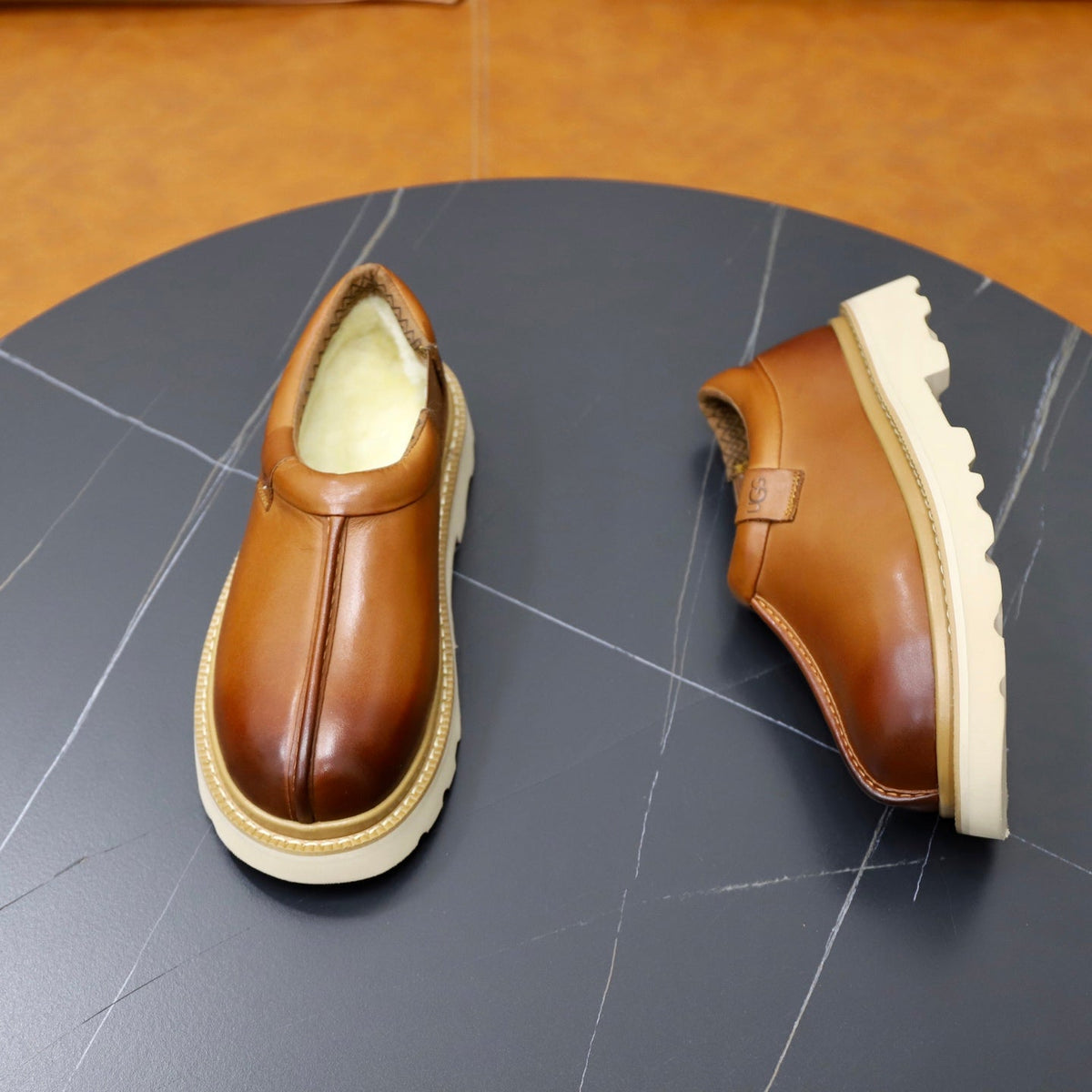 UGG Cognac Leather Slip-On Casual Shoes