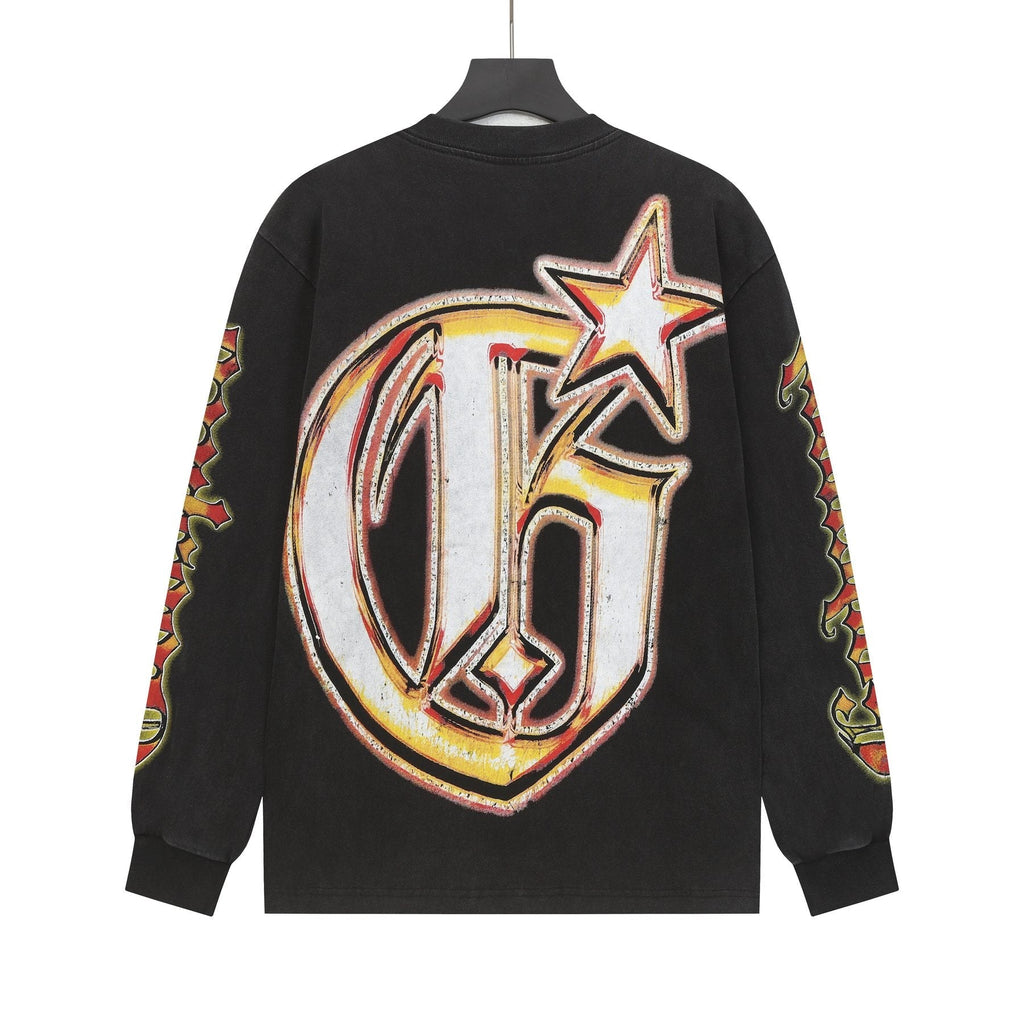 Godspeed Washed Black Rock Graphic Long-Sleeve T-Shirt