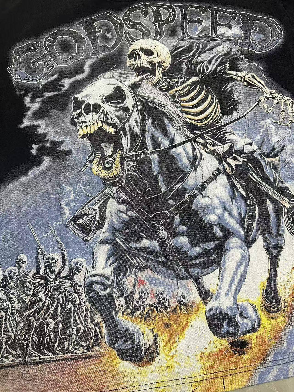 Godspeed Skeleton Horse Washed Black Graphic T-Shirt