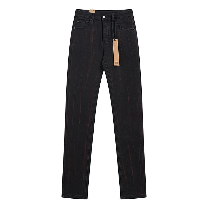 Ksubi Black Slim Tapered Jeans with Red Accents