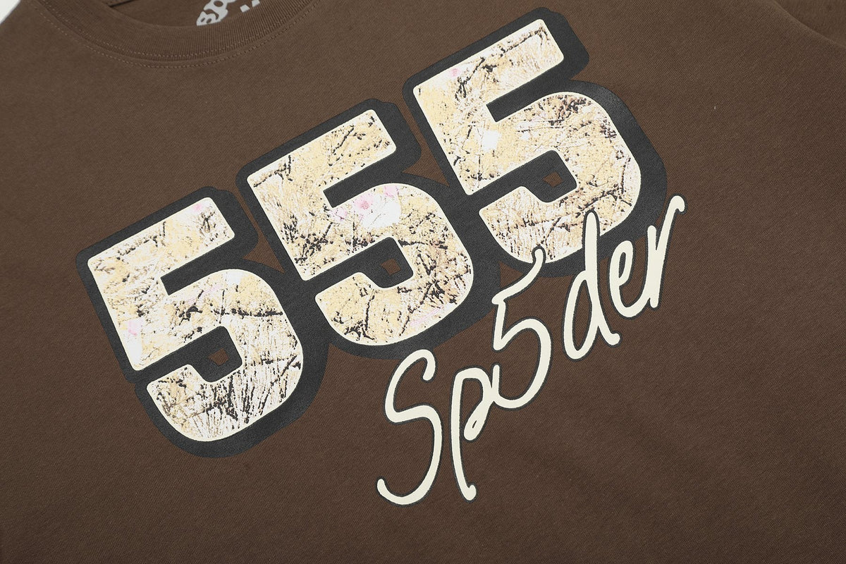 Sp5der Distressed Graphic T-Shirt