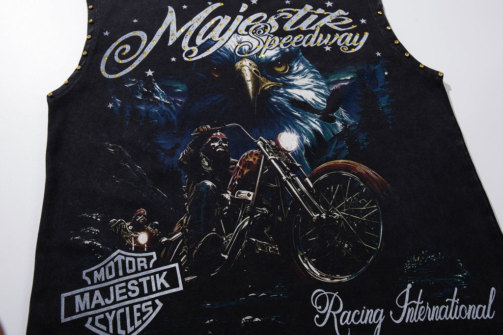 MAJESTIK Speedway Eagle Motorcycle Sleeveless T-Shirt