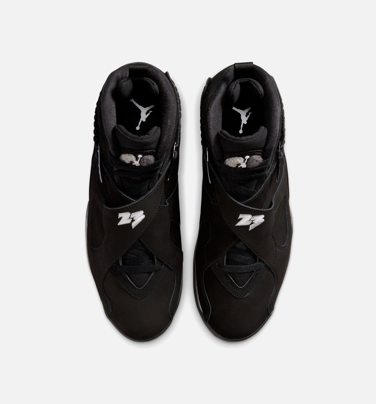 Air Jordan 8 Retro Chrome Black and Light Graphite Men's Sneakers - Black/White/Light Graphite