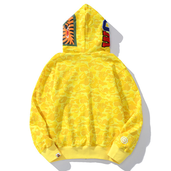 BAPE Yellow Camo Shark Zip Hoodie