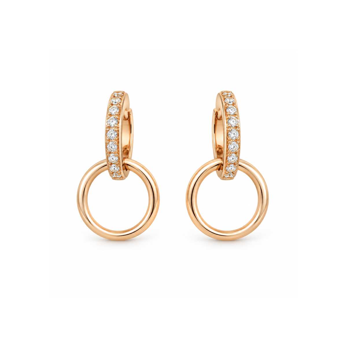 Cartier Gold-Tone Diamond-Set Double-Ring Earrings