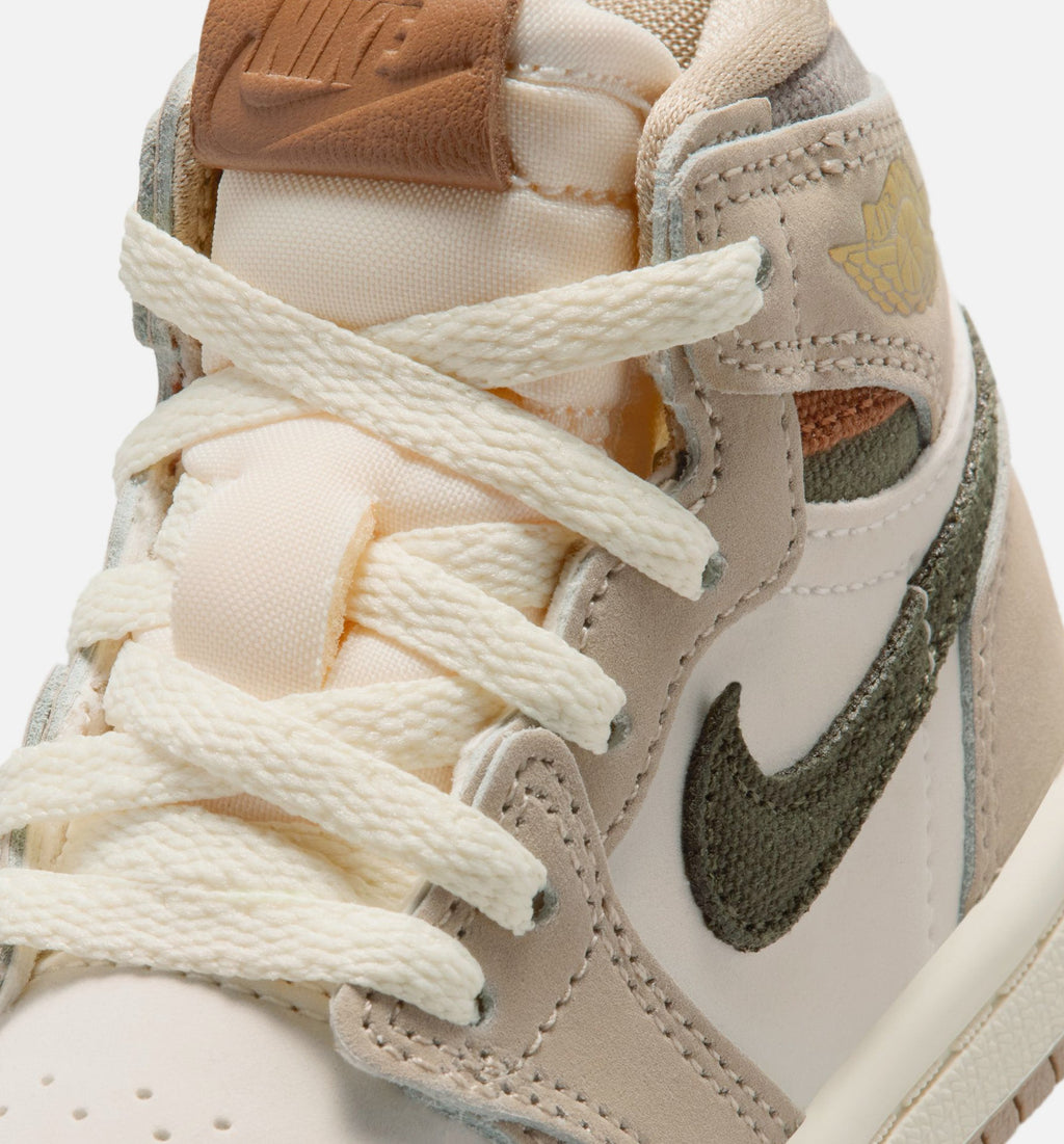 Air Jordan 1 Retro High OG Khaki Infant/Toddler Lifestyle Shoe - Khaki/Sail/Coconut Milk/Cargo Khaki