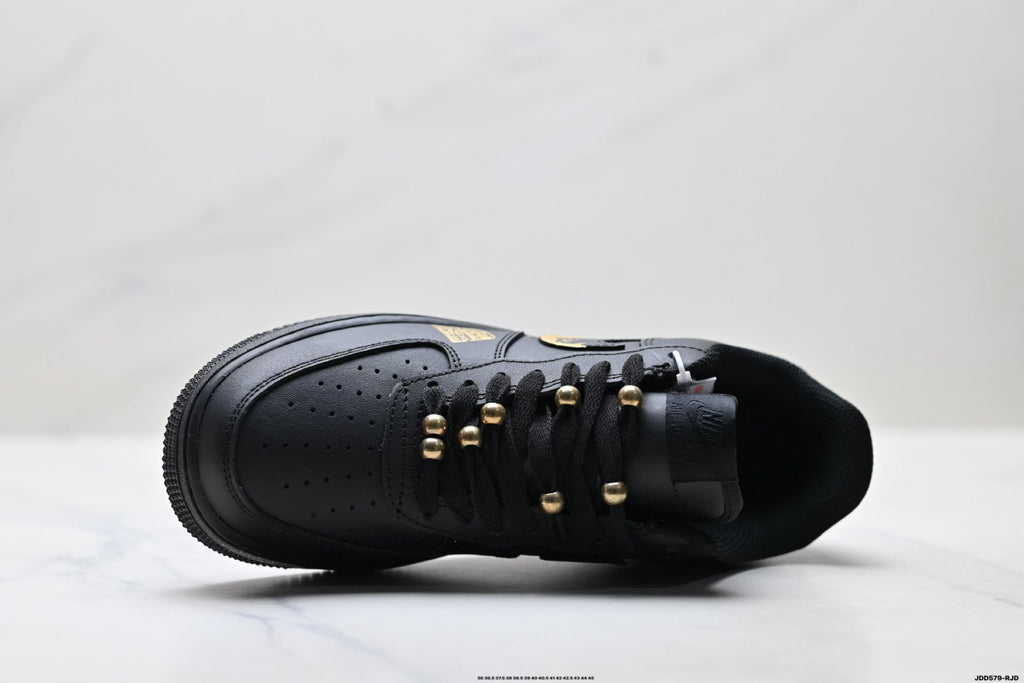 Nike Air Force 1 Low Black Gold Graphic Unisex Sneakers Style 14