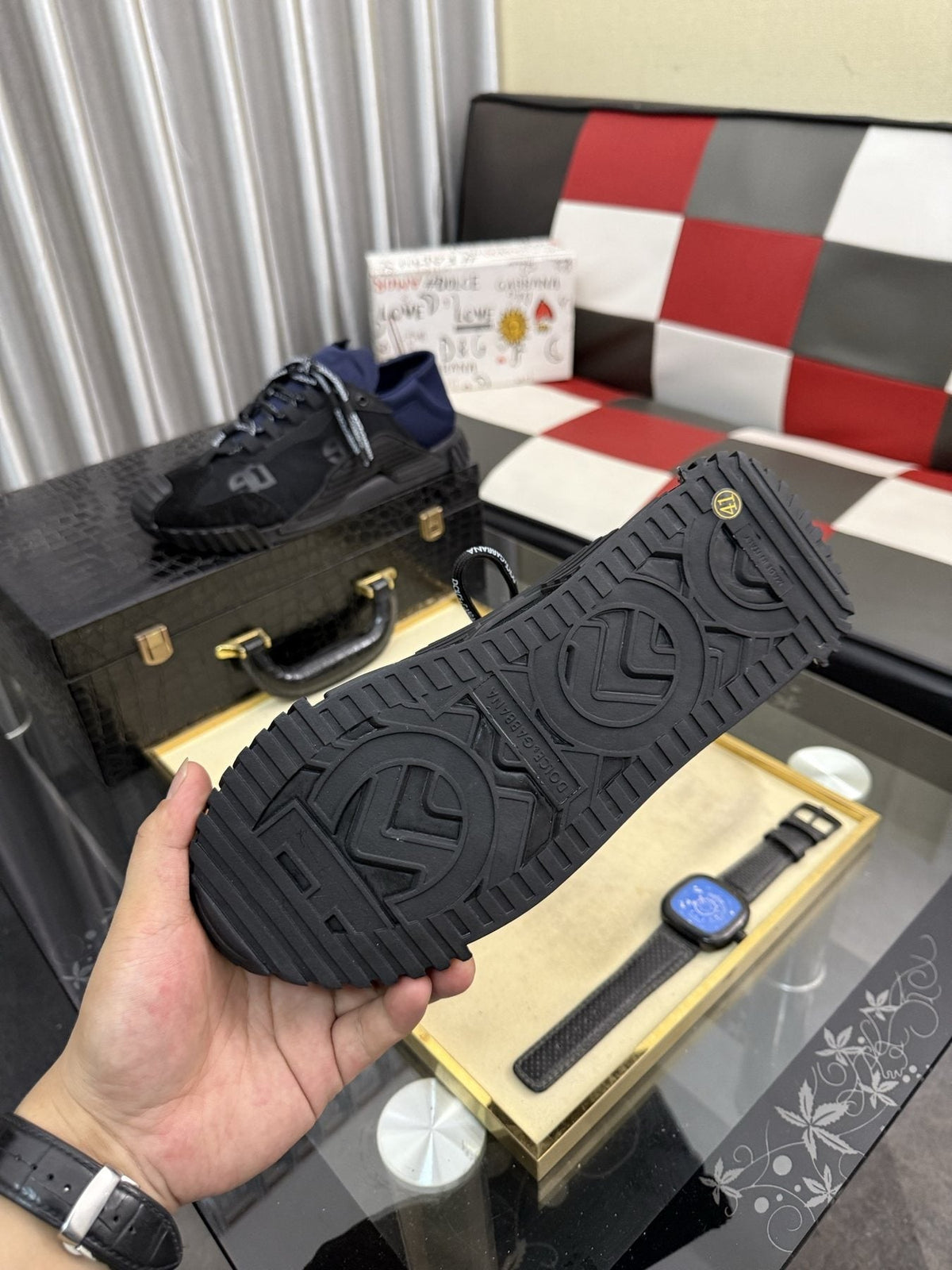 Dolce & Gabbana Black and Navy Low-Top Sneakers