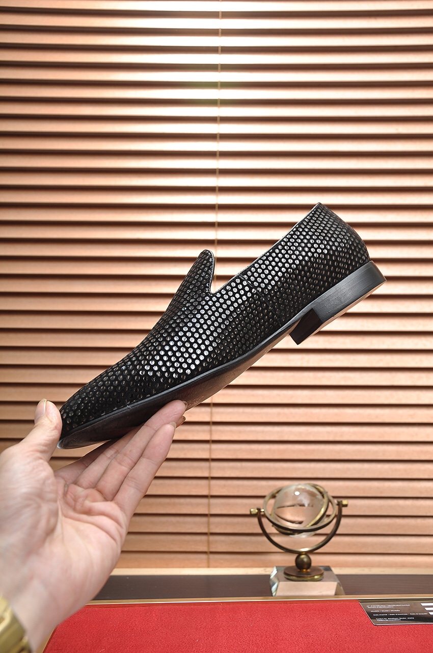 Versace Men's Textured Black Slip-On Shoes
