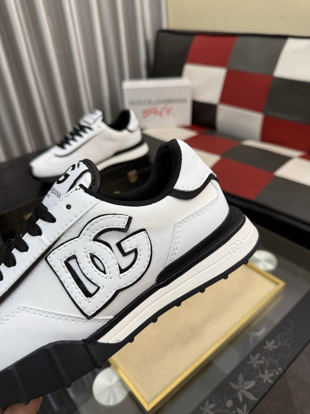 Dolce & Gabbana White and Black Segmented-Sole Sneakers