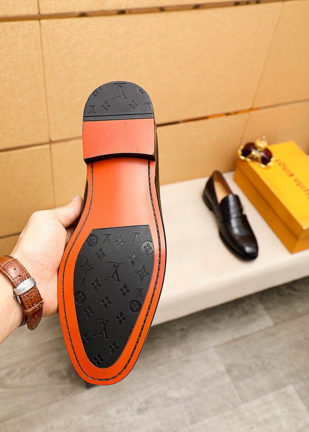 Louis Vuitton Black Embossed Loafers - Metal Vamp Hardware