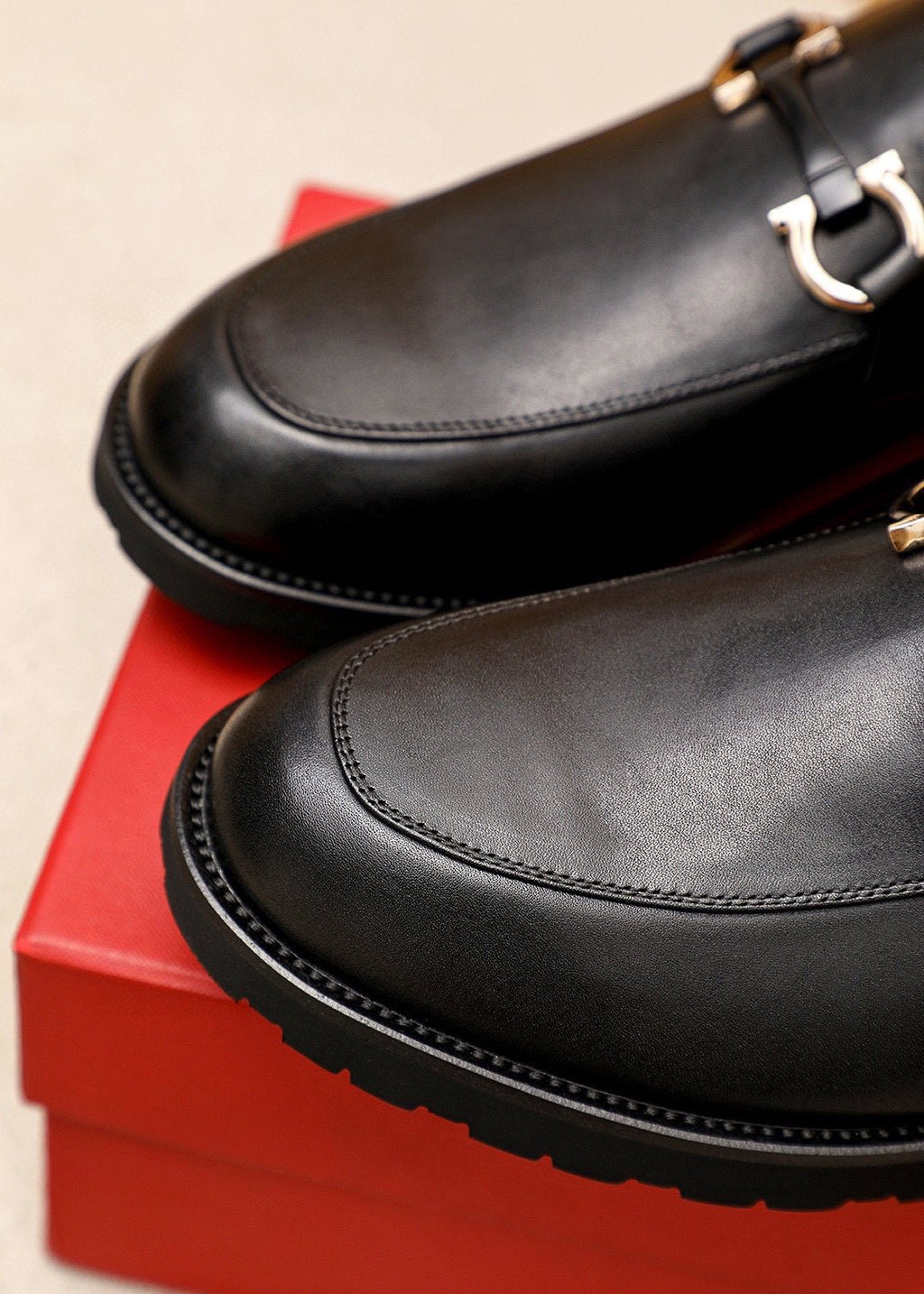 Ferragamo Black Buckle Loafers - Lugged Outsole