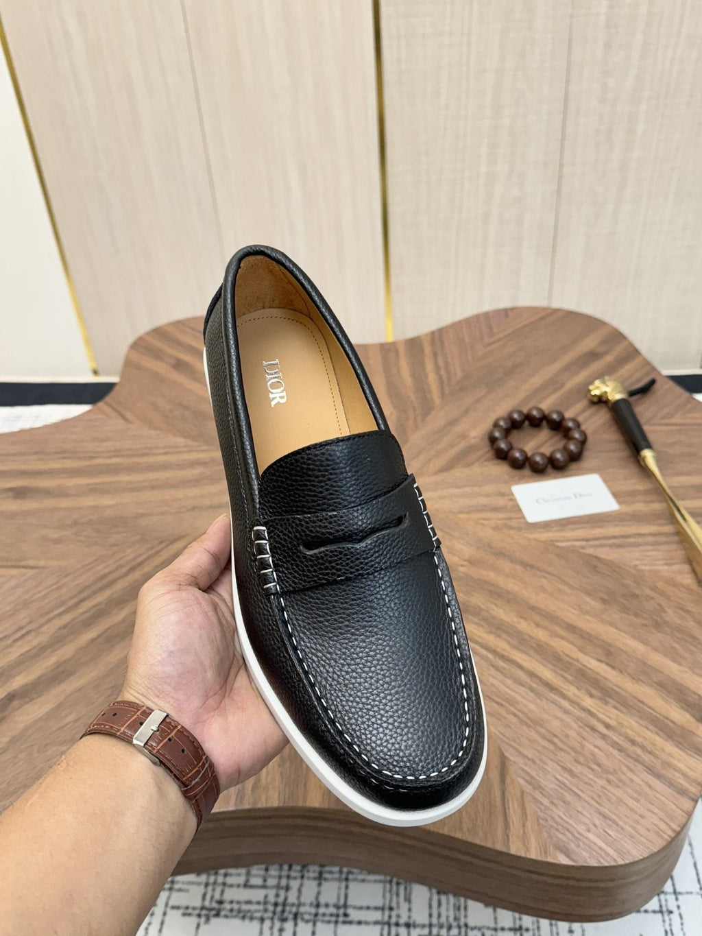 Dior Men's Contrast-Sole Slip-On Loafers - Leather Lining