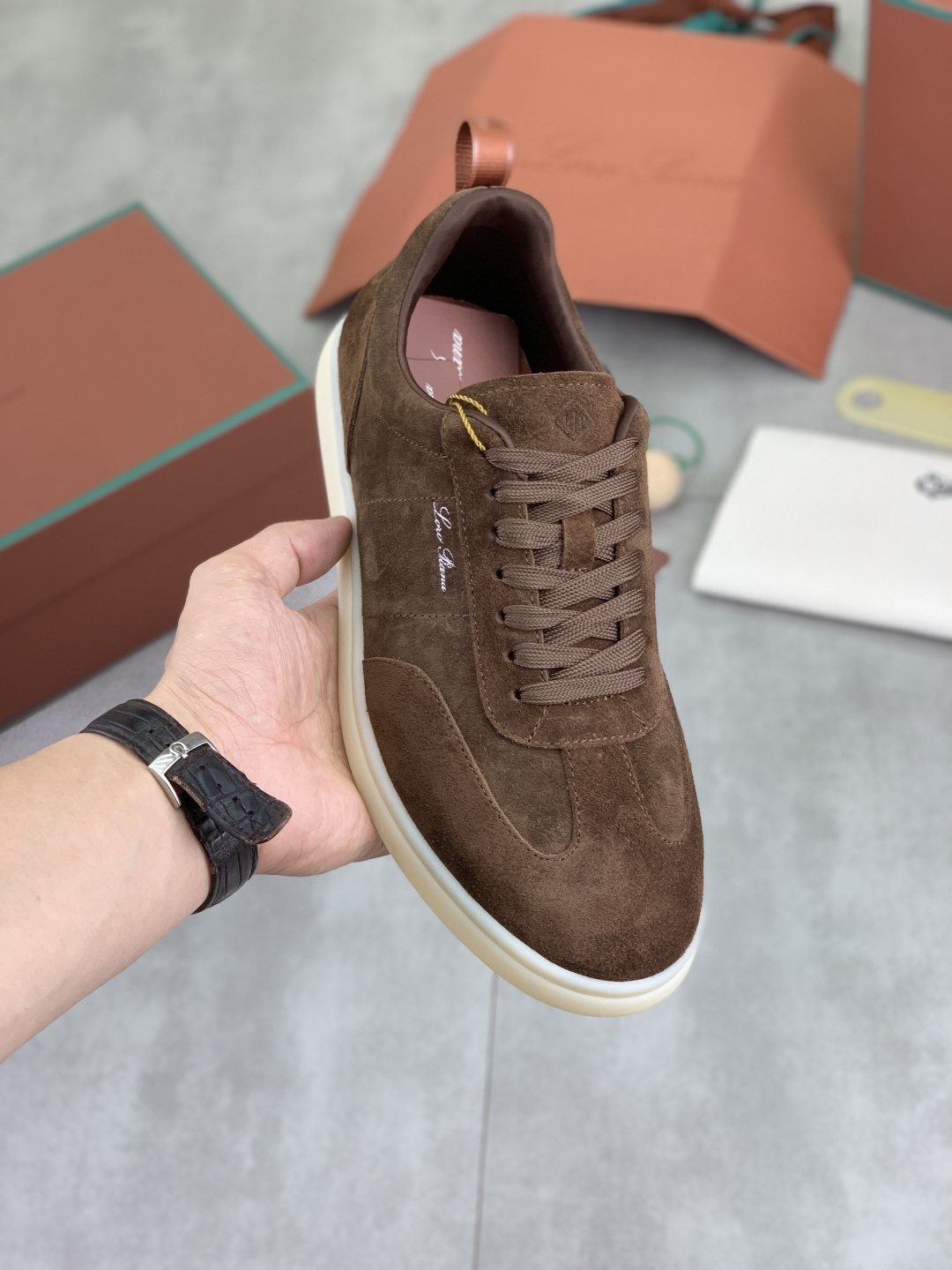 Loro Piana Paneled Low-Top Lace-Up Shoes