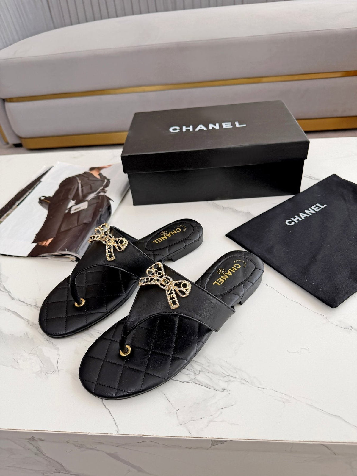 Quilted Bow Sandals