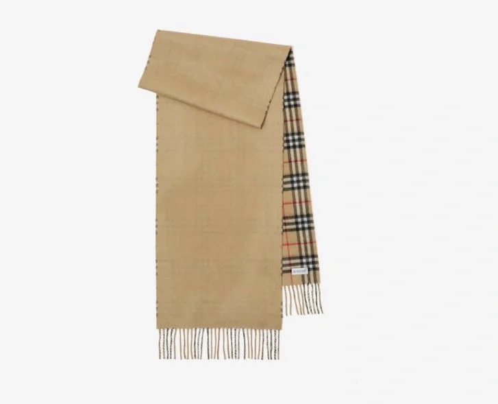 Burberry Reversible Fringed Plaid Scarf