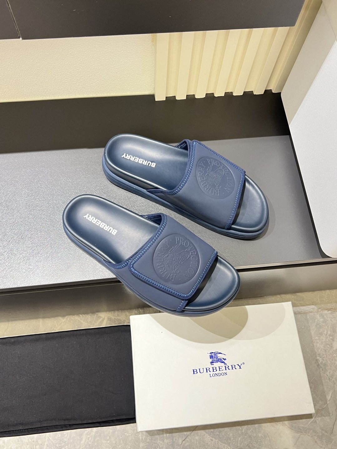 Burberry Embossed Check Slide Sandals