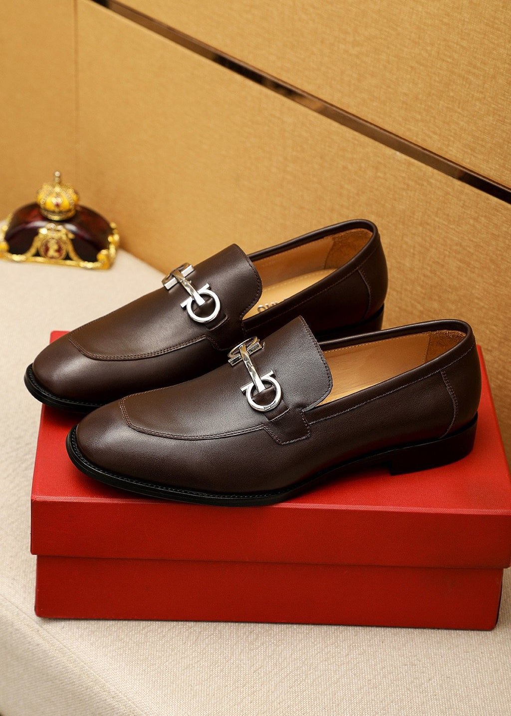 Ferragamo Silver-Tone Ornament Loafers