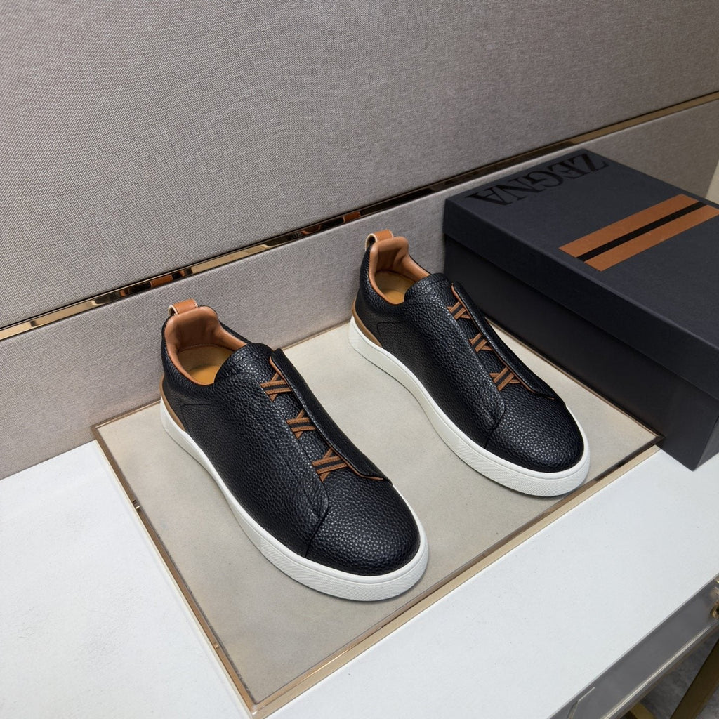 Zegna Men's Textured Low-Top Sneakers - Leather Lining