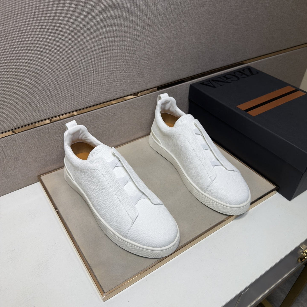 Zegna Men's Textured Low-Top Sneakers - Leather Lining