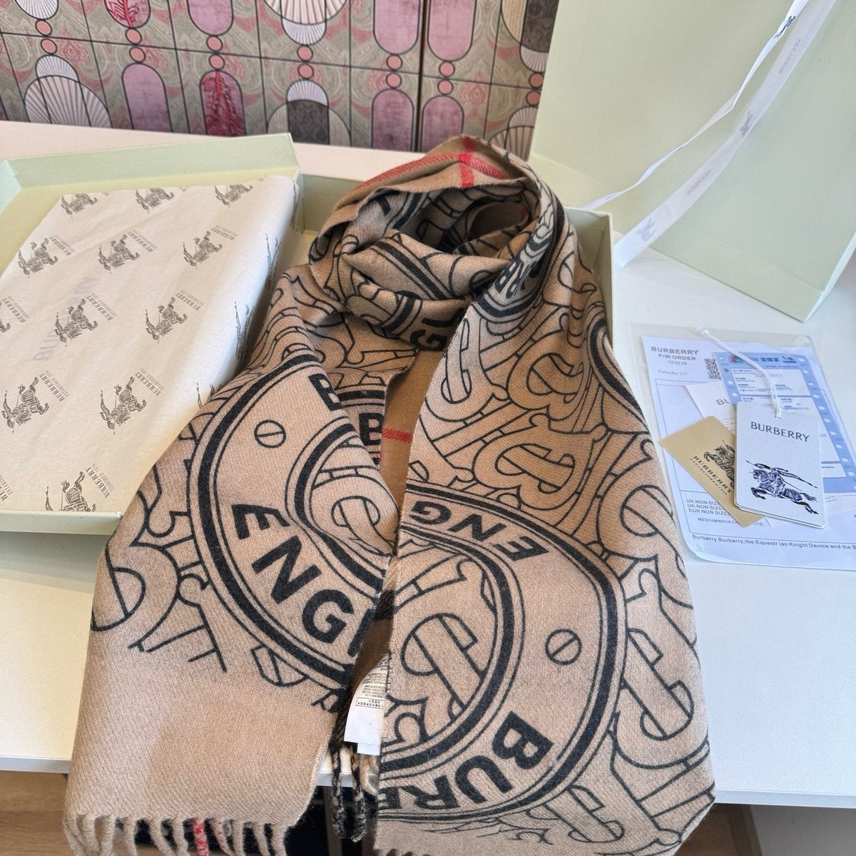 Burberry Reversible Check Monogram Scarf