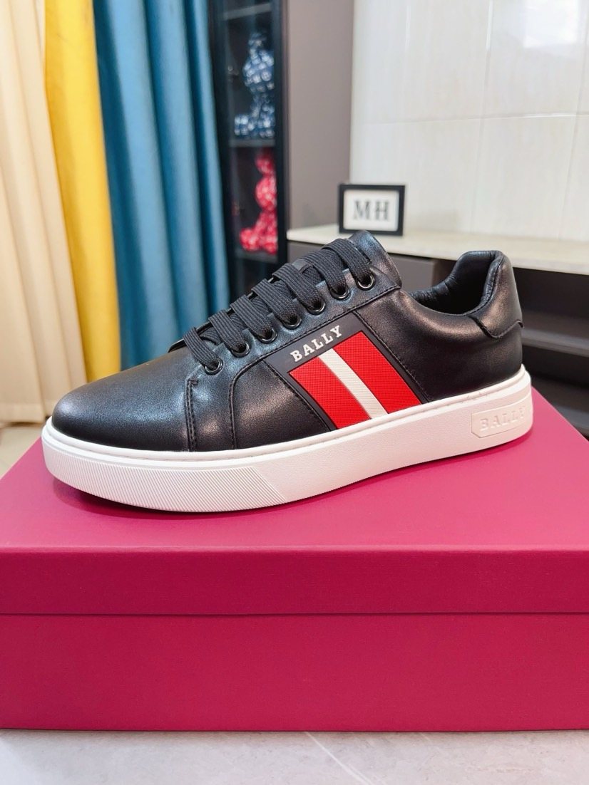 Bally Red Stripe Low-Top Sneakers