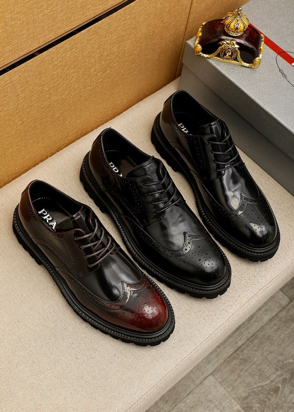 Prada Brogue Lug-Sole Derby Shoes
