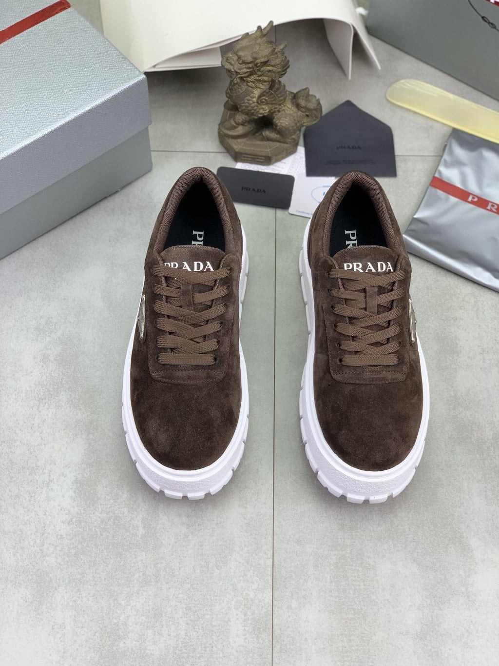 Prada Men's Lace-Up Sneakers with Ridged Soles