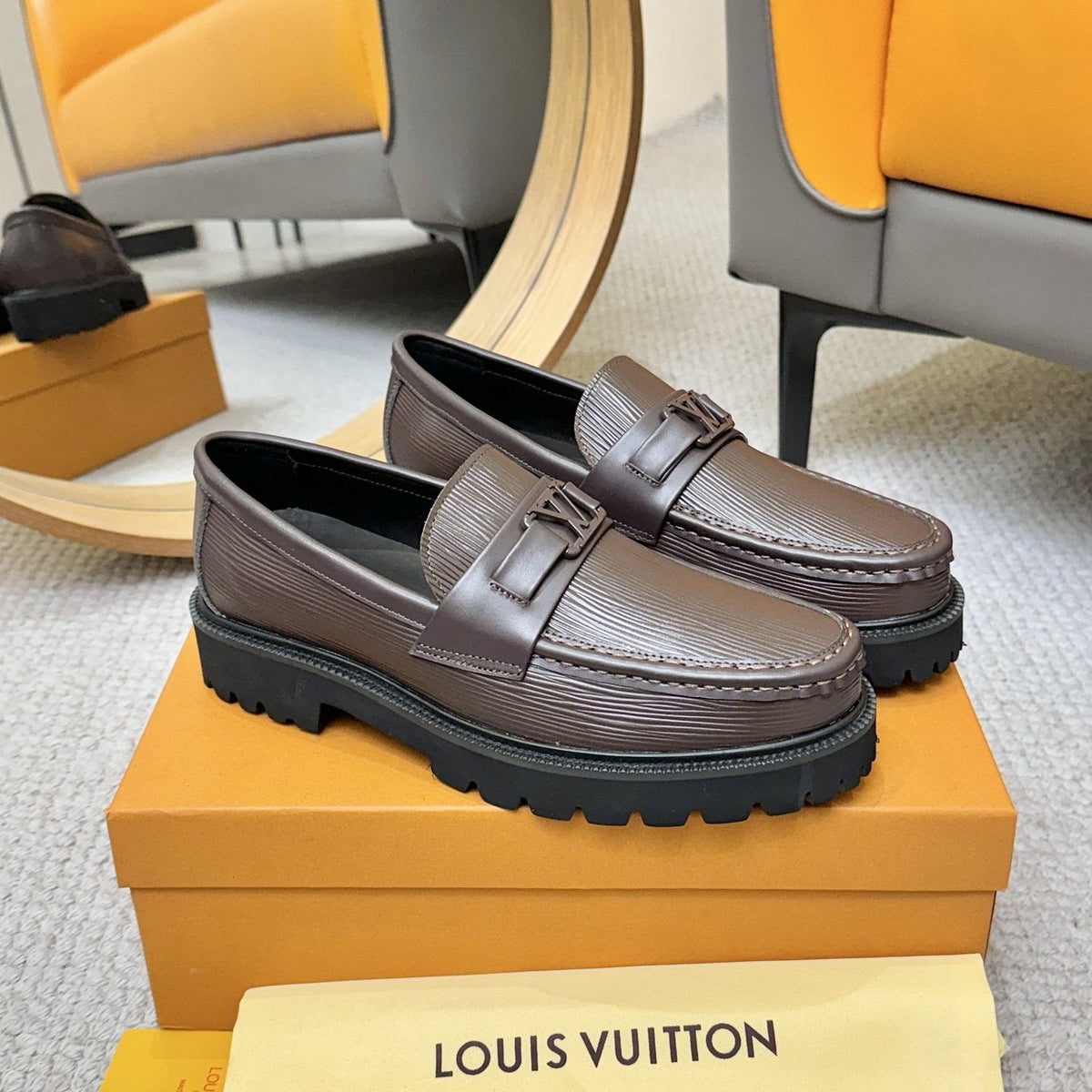 Louis Vuitton Men's Textured Lug Sole Loafers