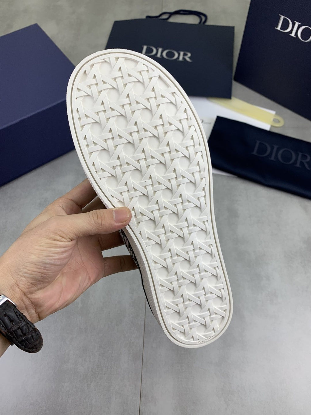 Dior Navy Patterned Slip-On Canvas Shoes